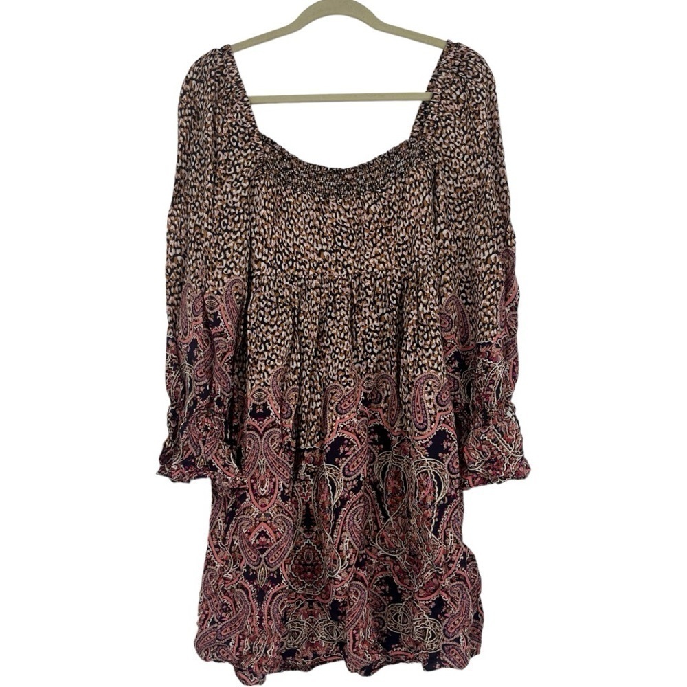 Anthropologie Maeve Paisley 1970s Mini Dress Balloon Sleeves Size Small‎